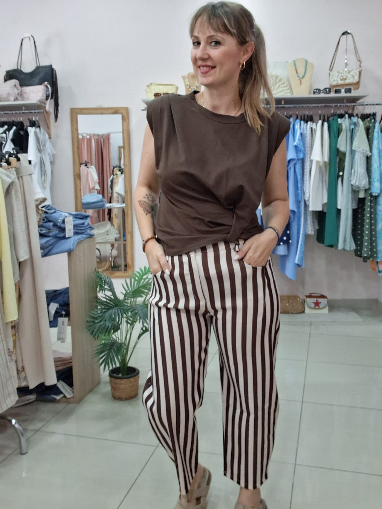 Pantalón Balloon Rayas